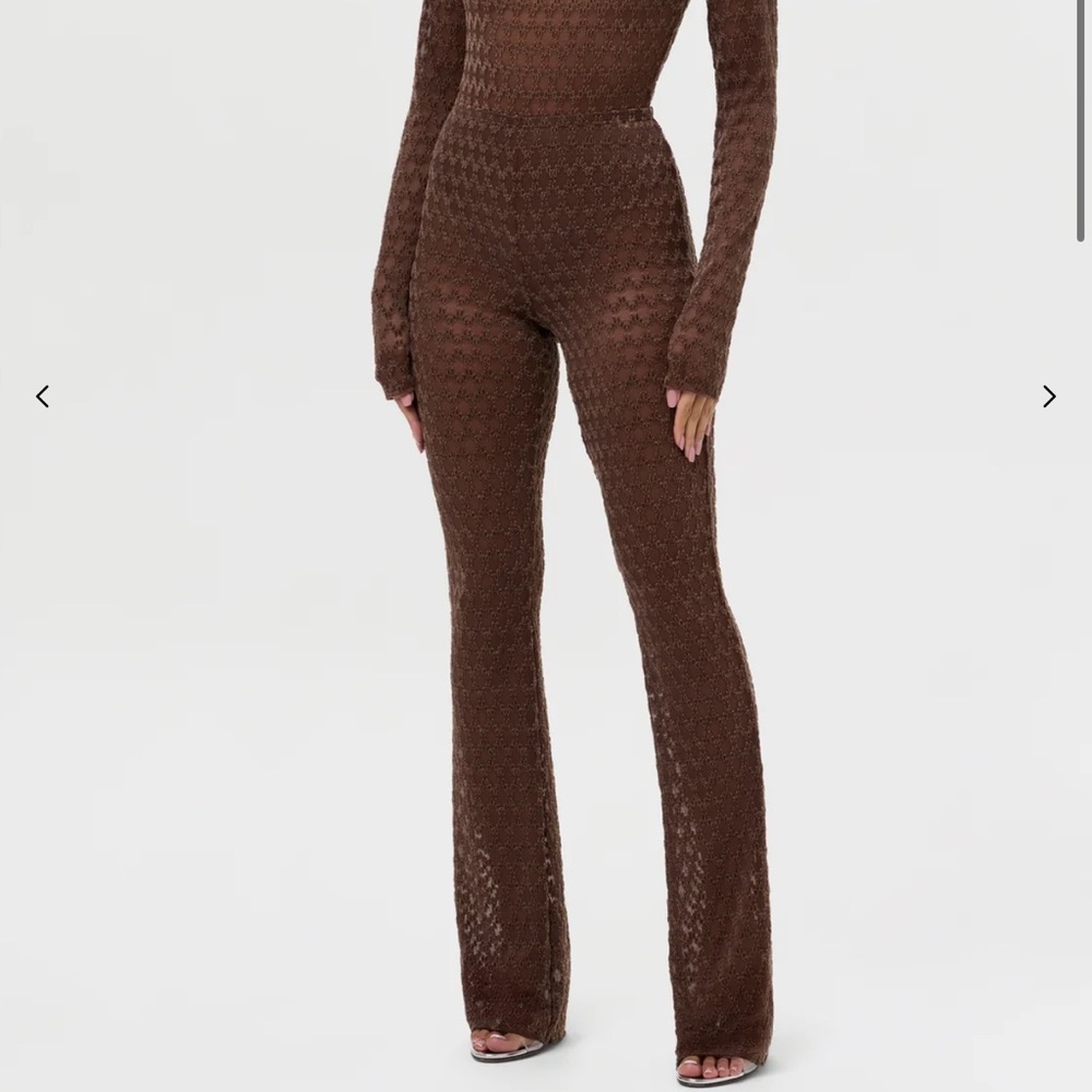 Naked Wardrobe Velvet Mesh Bootcut Pants Size Medium